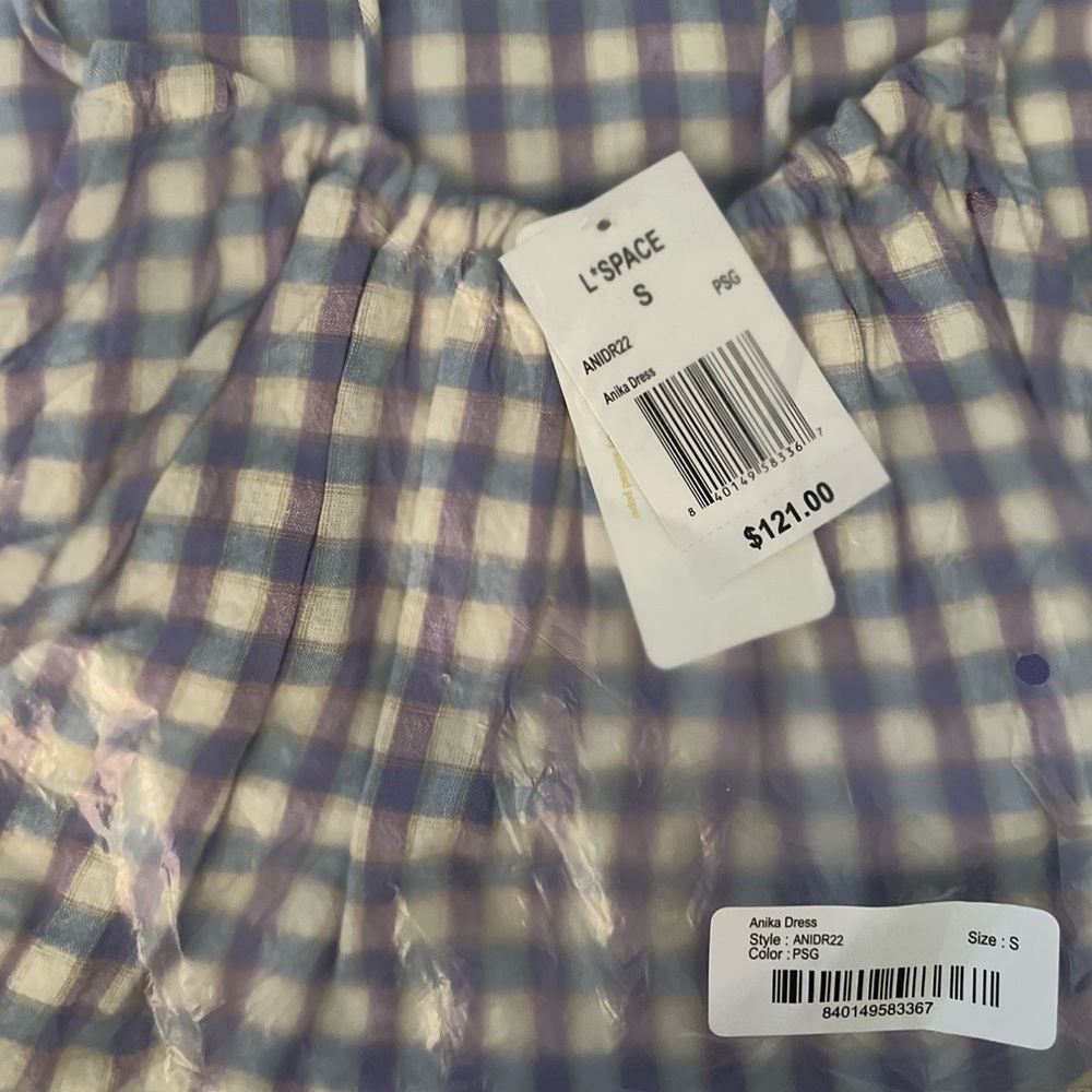 NWT L*SPACE REVOLVE ANIKA MINI DRESS IN PARK SLOPE GINGHAM - SIZE SMALL - - Picture 9 of 10
